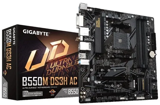 GIGABYTE B550M DS3H AC Moderkort - AMD B550 - AMD AM4 Socket - DDR4 RAM - Micro-ATX