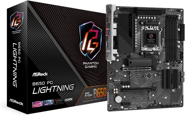 ASRock B650 PG Lightning Moderkort - AMD B650 - AMD AM5 Socket - DDR5 RAM - ATX