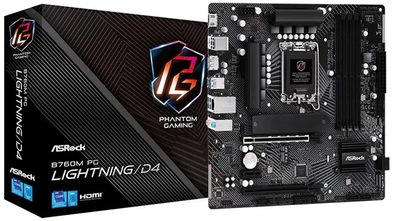 ASRock B760M PG LIGHTNING/D4 Moderkort - Intel B760 - Intel LGA1700-sockel - DDR4 RAM - Micro-ATX