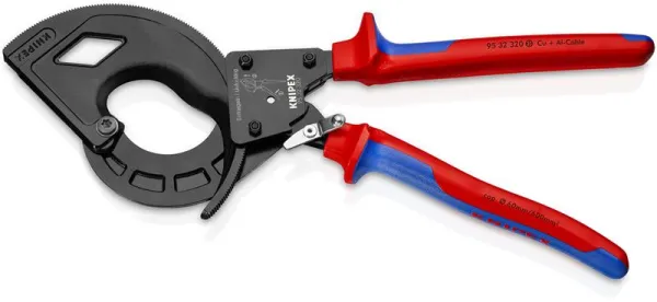 Knipex Kabelsax (Ratchetfunktion, 3-stegs) svart atramenterad, med flerkomponentshandtag 320 mm