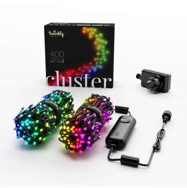 Twinkly Cluster - 400 appstyrda RGB-LEDs. 6 meter. Svart kabel.
