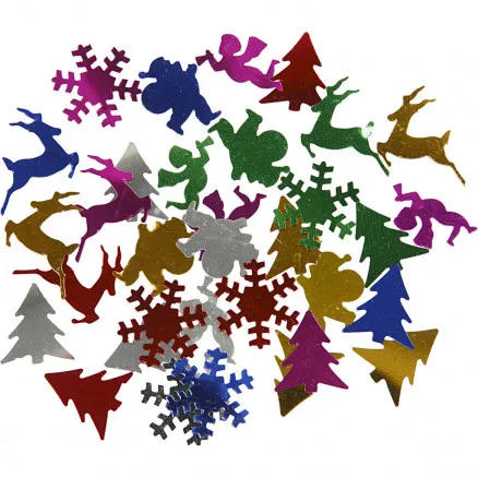 Paljetter, metalliska färger, strl. 15 mm, 250 g/ 1 förp.