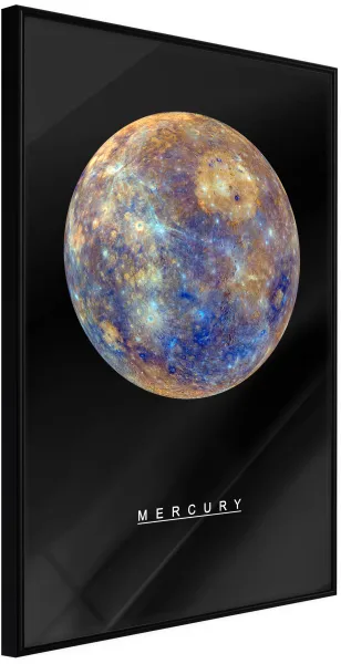 ARTGEIST Affisch med ram - Solsystemet: Merkurius Guld med passepartout 30x45